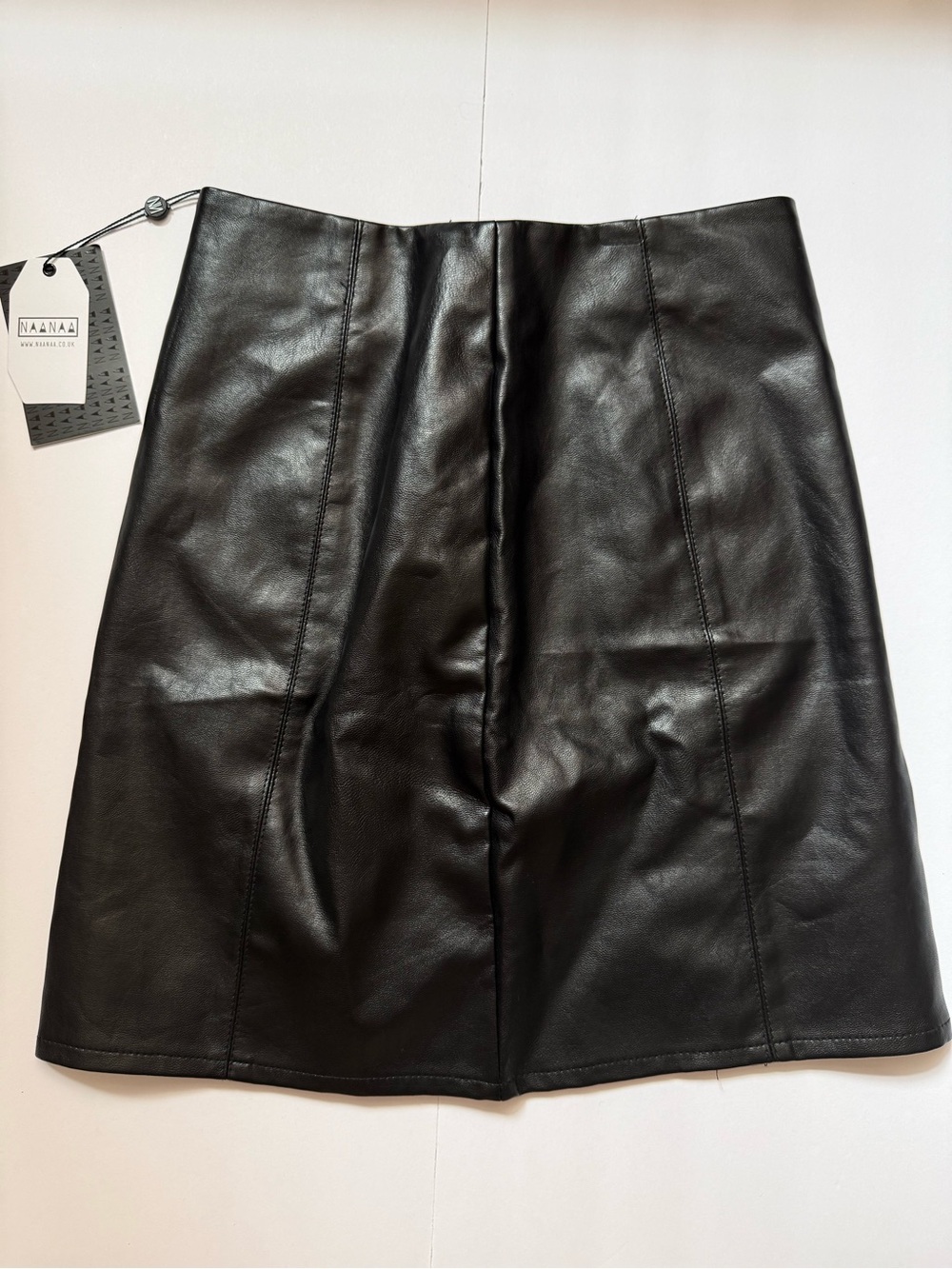 Naanaa NWT Black Faux Leather Mini Skirt Women’s US 2 UK 6 A-Line